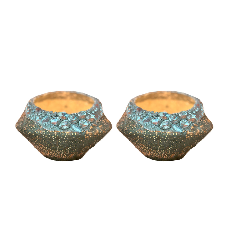 Ainaa Collection - Set of 2 Glass Votive - Copper