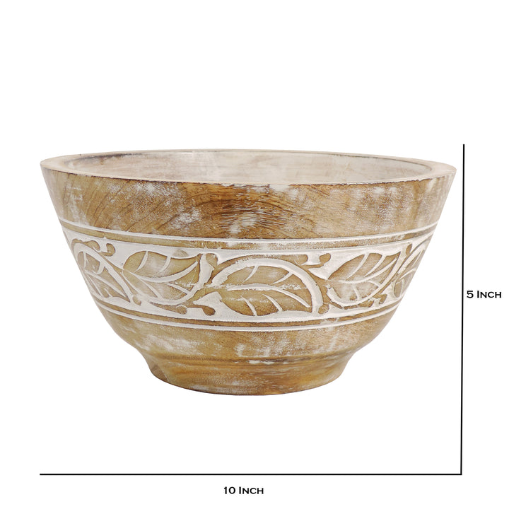 Rustic Salad Bowl Flower with White wash- 10"x5" Inch