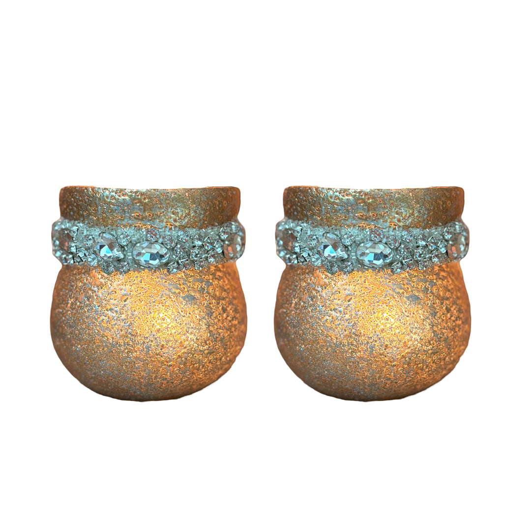 Ainaa Collection - Set of 2 Glass Votive -  Gold