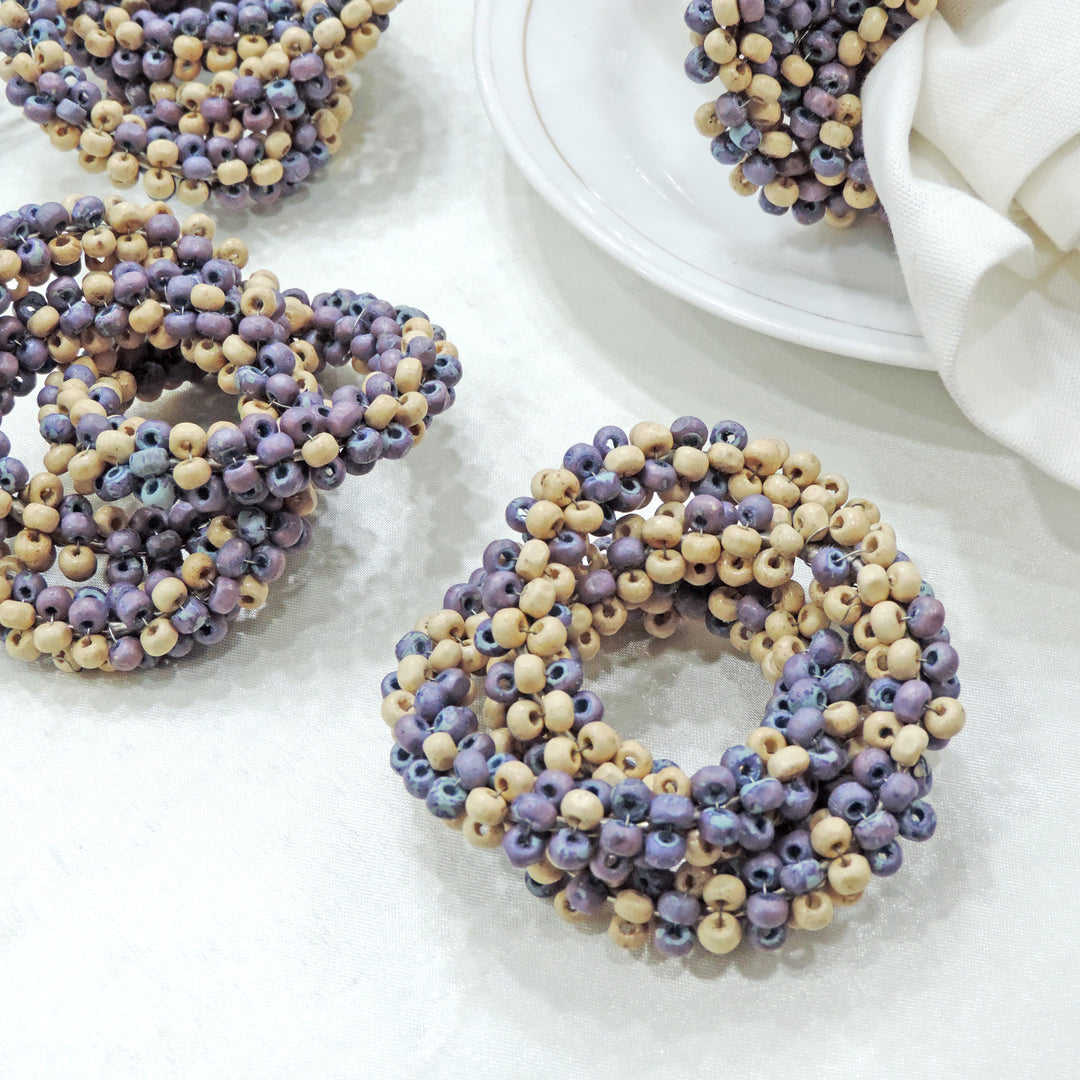 Triple Beaded Napkin Ring Set of 4