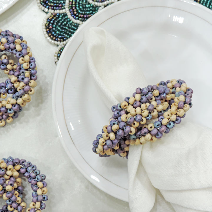 Triple Beaded Napkin Ring Set of 4