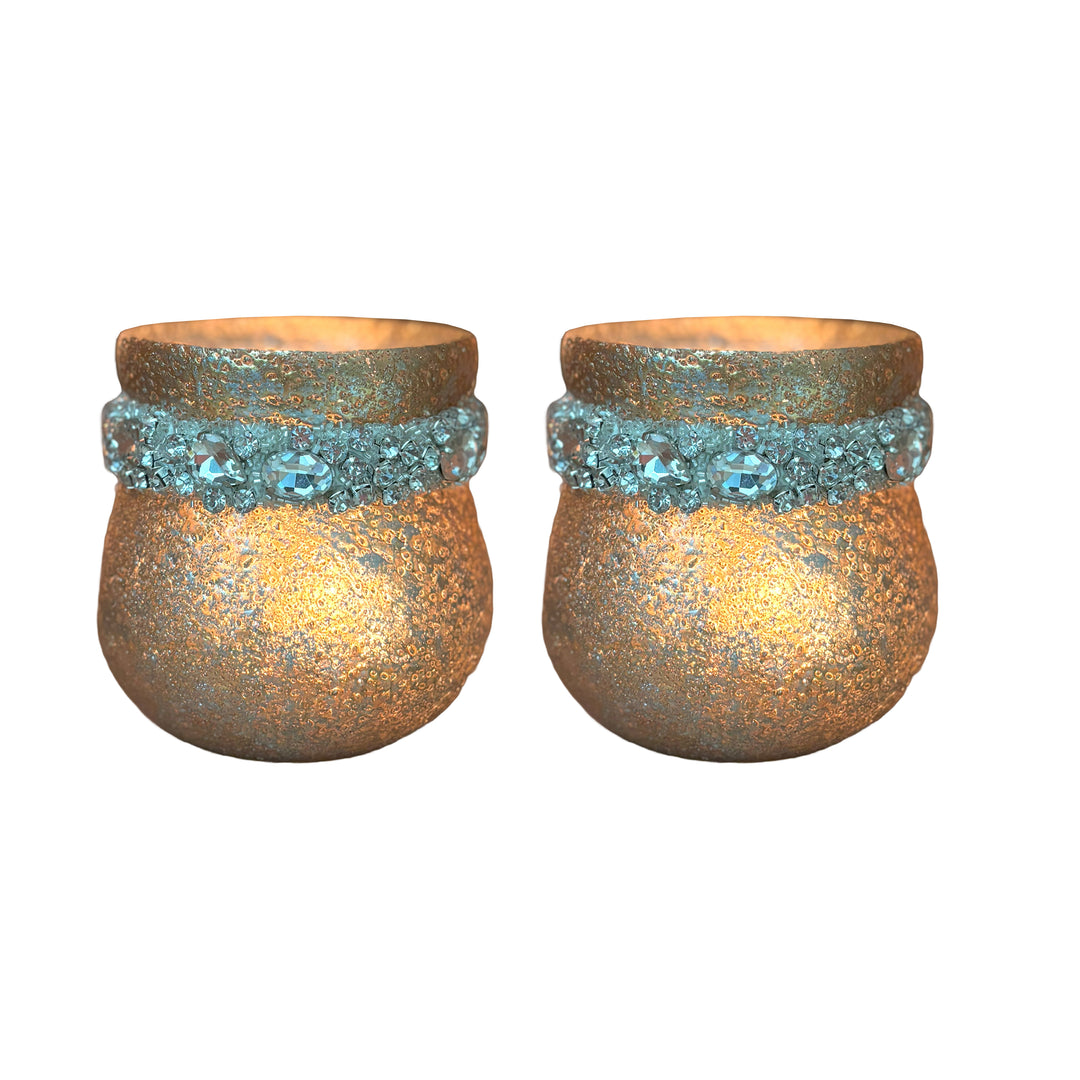 Ainaa Collection - Set of 2 Glass Votive - Gold