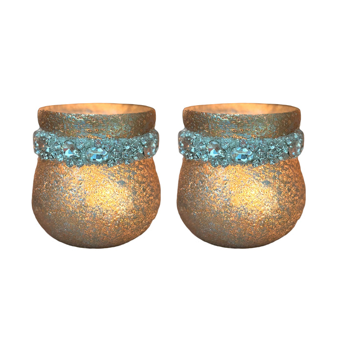 Ainaa Collection - Set of 2 Glass Votive - Gold