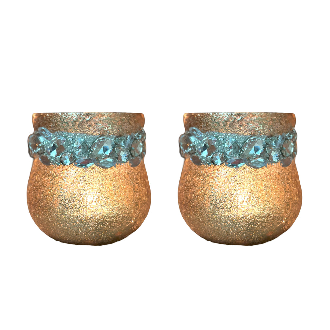 Ainaa Collection - Set of 2 Glass Votive - Gold