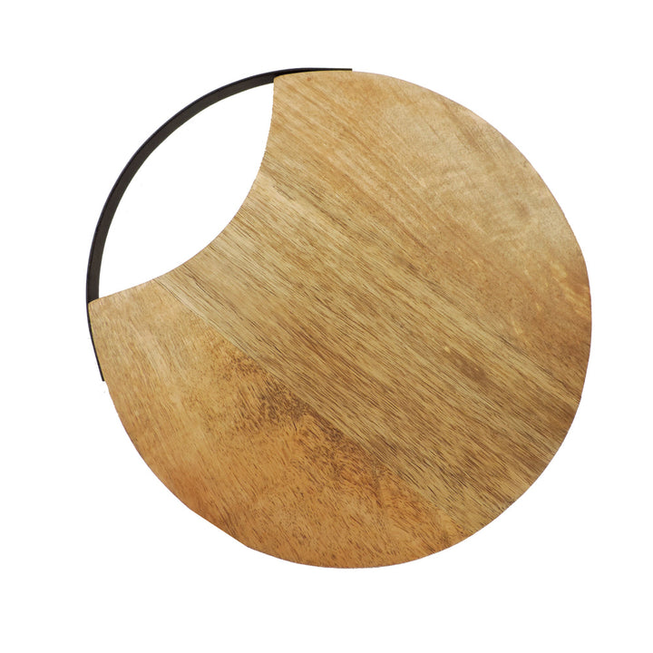 Wooden Round Chopping Board with Metal Handle