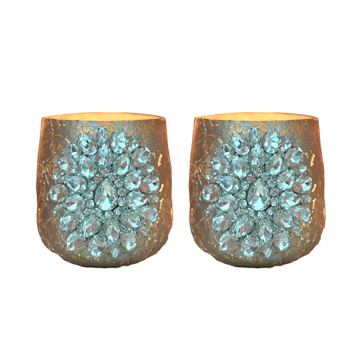 Ainaa Collection - Set of 2 Glass Votive -  Gold