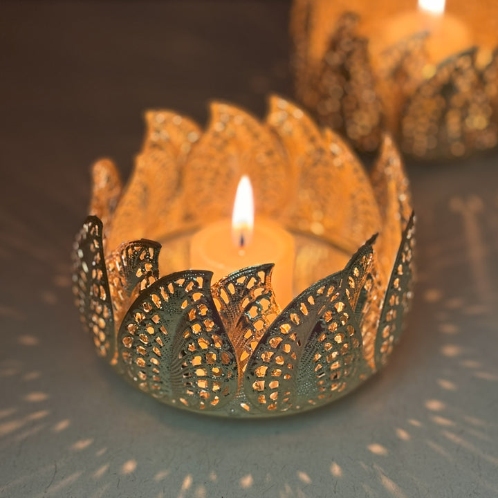 Toshakhana Collection - Set of 2 Votives with tea light holder - Gold - Gift Box