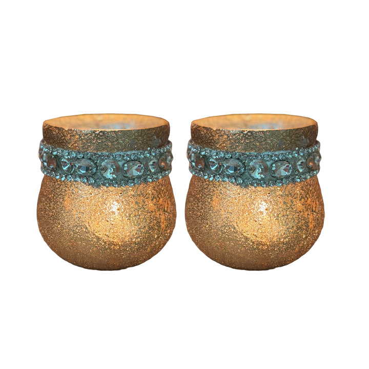 Ainaa Collection - Set of 2 Glass Votive - Gold