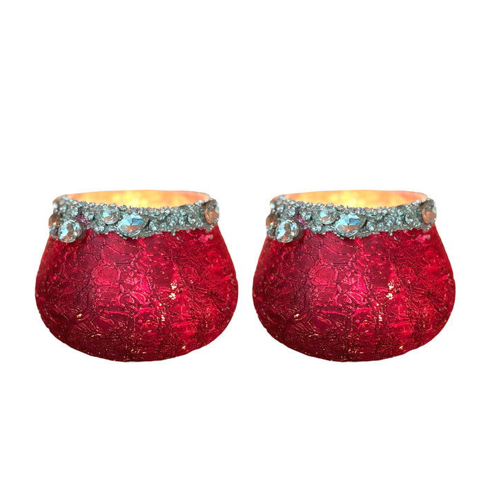 Ainaa Collection - Set of 2 Glass Votive - Red