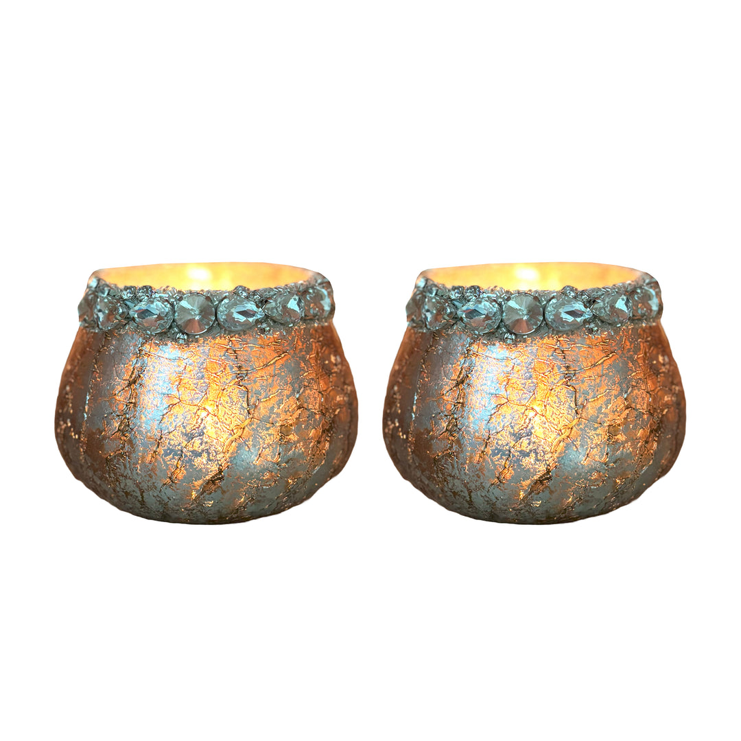 Ainaa Collection - Set of 2 Glass Votive - Gold