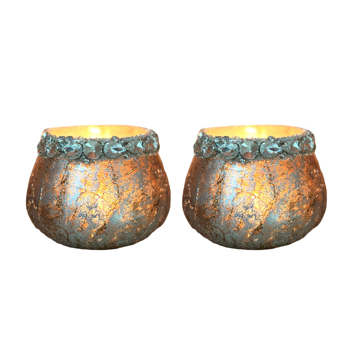 Ainaa Collection - Set of 2 Glass Votive - Gold