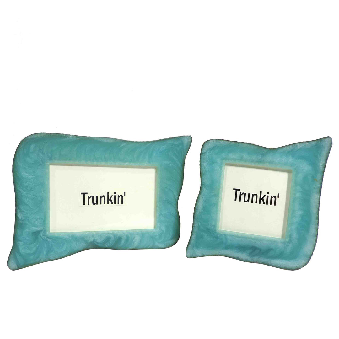 Decorative Style Photo Frame Resin Set of 2 Table Photo / Aqua