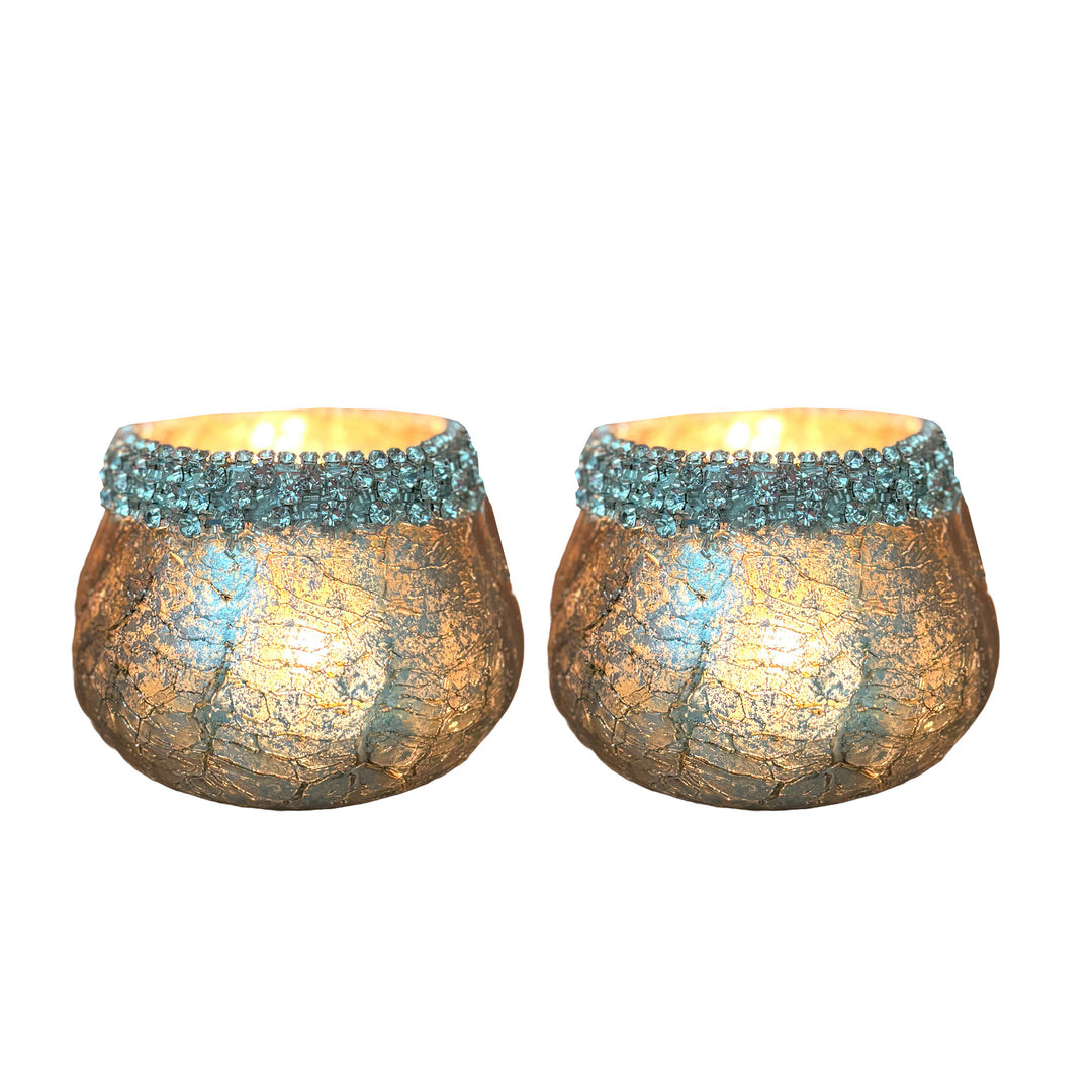 Ainaa Collection - Set of 2 Glass Votive - Gold