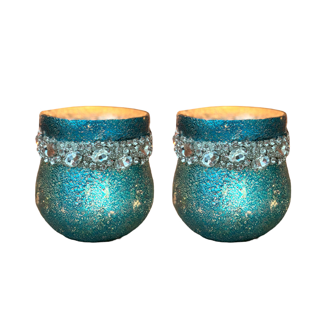 Ainaa Collection - Set of 2 Glass Votive - Blue