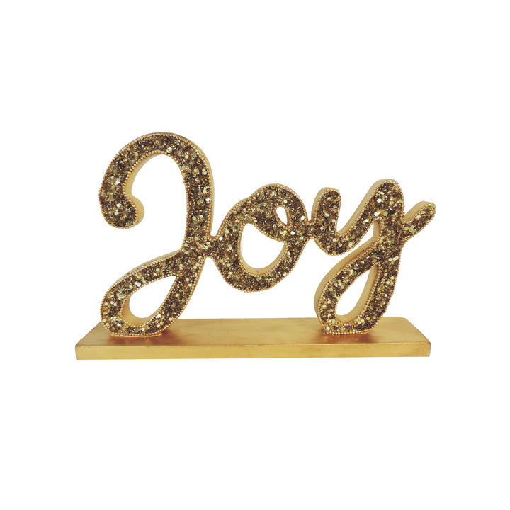 Sweet Talk Wood Sculpture JOY/ Gold / 12'x2"x2" / Set of 1