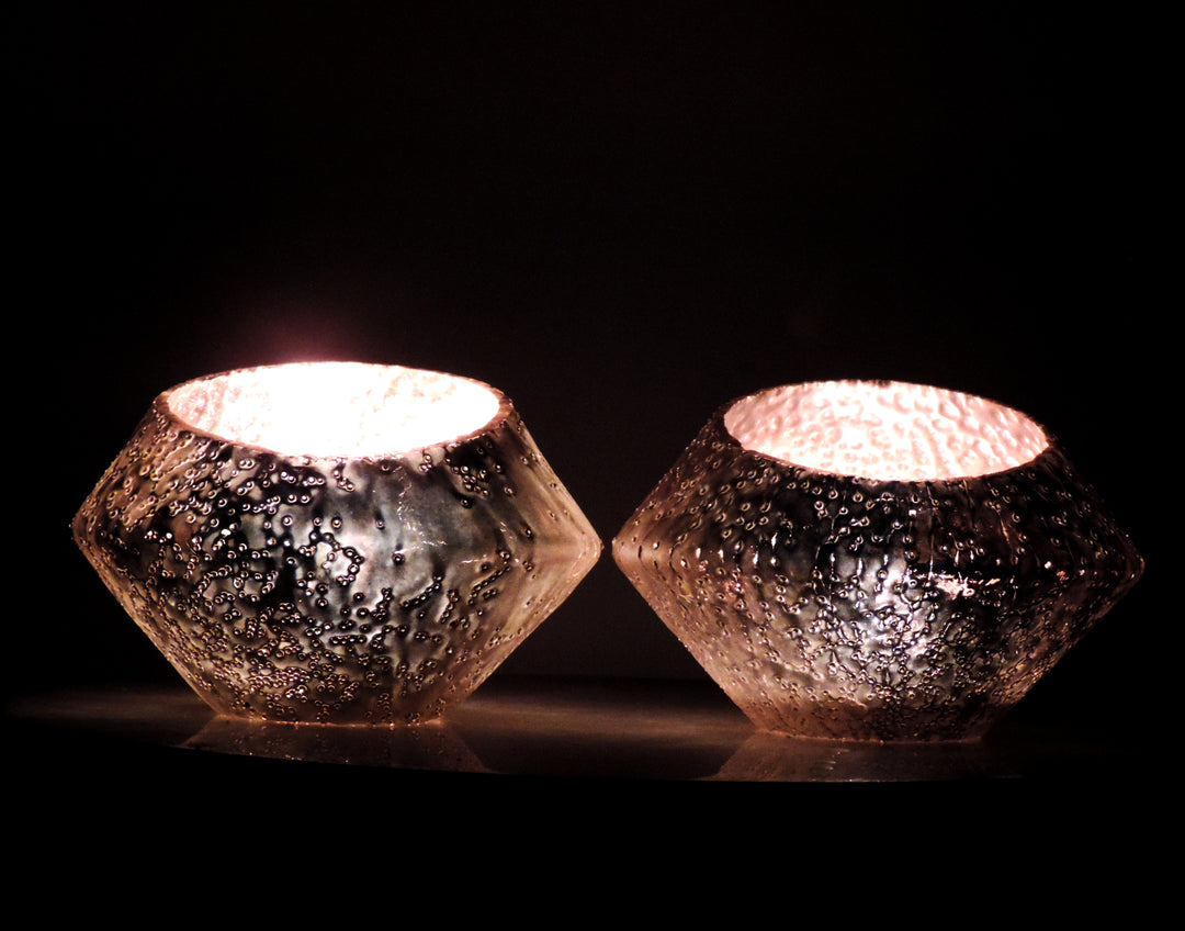 Ainaa Collection - Set of 2 Glass Votive - Silver