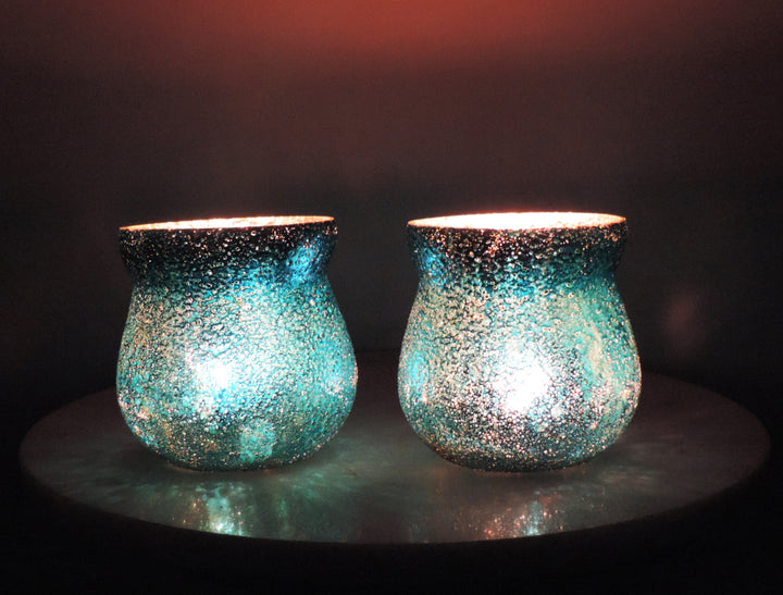 Ainaa Collection - Set of 2 Glass Votive in a Gift Box - Turquoise