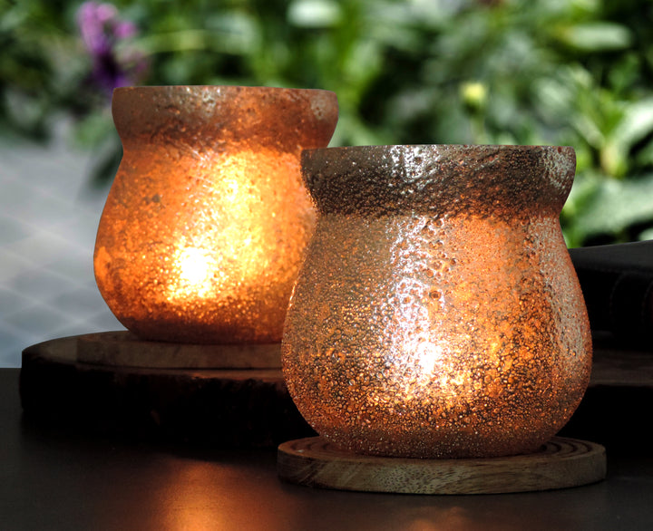 Ainaa Collection - Set of 2 Glass Votive in a Gift Box -  Copper