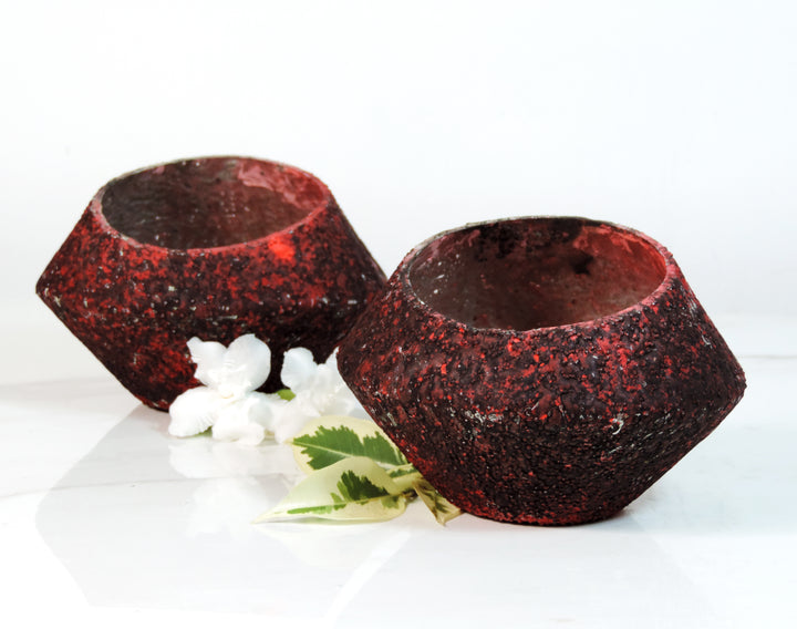 Ainaa Collection - Set of 2 Glass Votive -  Red