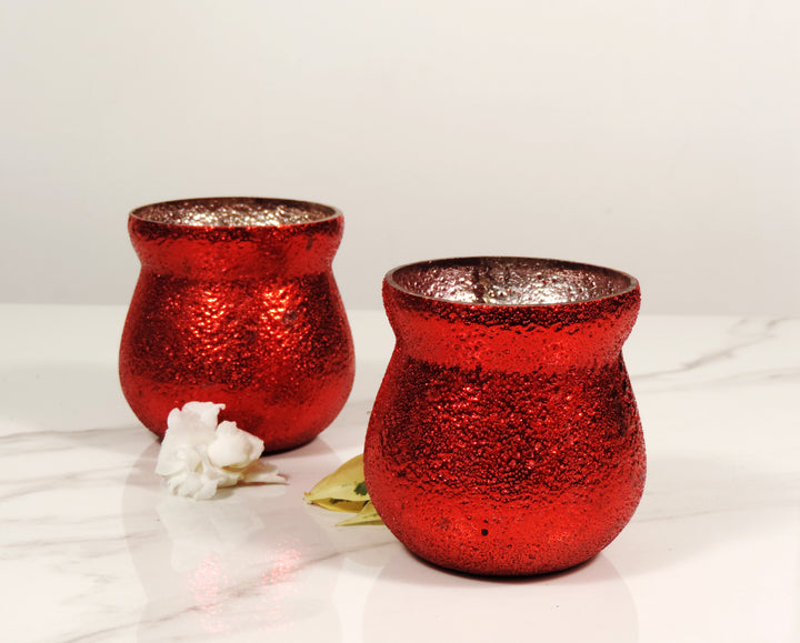 Ainaa Collection - Set of 2 Glass Votive in a Gift Box -  Red