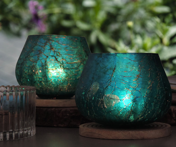 Ainaa Collection - Set of 2 Glass Votive in a Gift Box - Turquoise