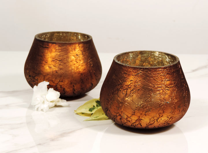 Ainaa Collection - Set of 2 Glass Votive in a Gift Box -  Copper