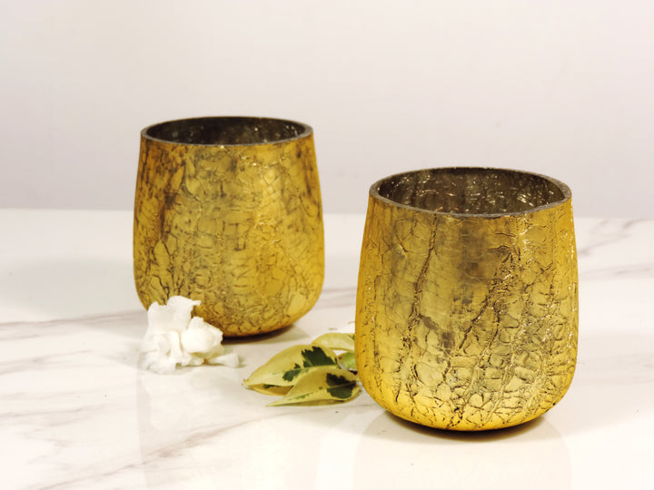 Ainaa Collection - Set of 2 Glass Votive in a Gift Box - Gold