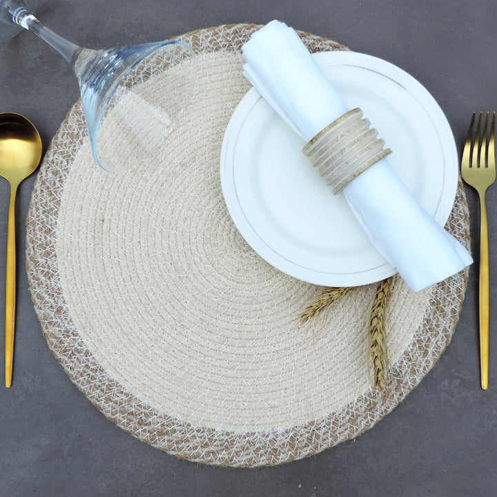 Trunkin' Cream & Natural Jute placemat set of 4 in basket