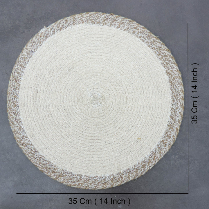 Trunkin' Cream & Natural Jute placemat set of 4 in basket