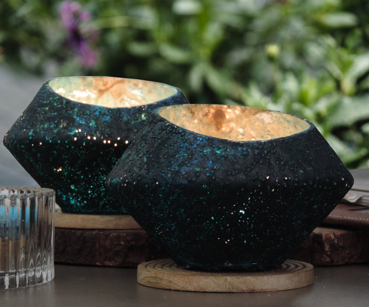 Ainaa Collection - Set of 2 Glass Votive - Turquoise