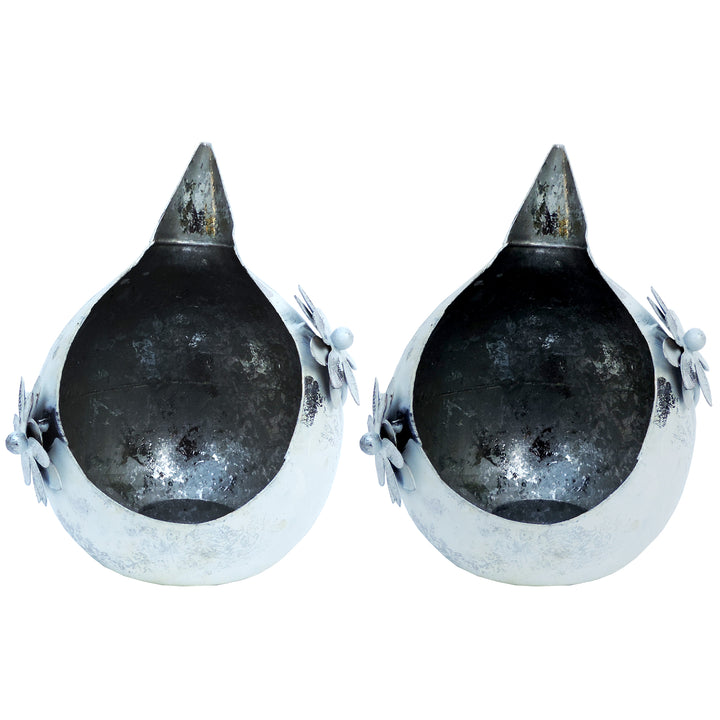 Noor Collection - Set of 2 Votives  - White & Silver