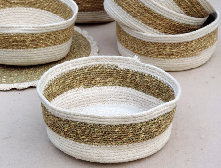 Macramé Utility Basket - Cream & Natural - Set of 2