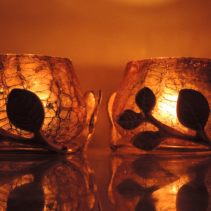 Ainaa Collection - Set of 2 Glass Votives - Amber