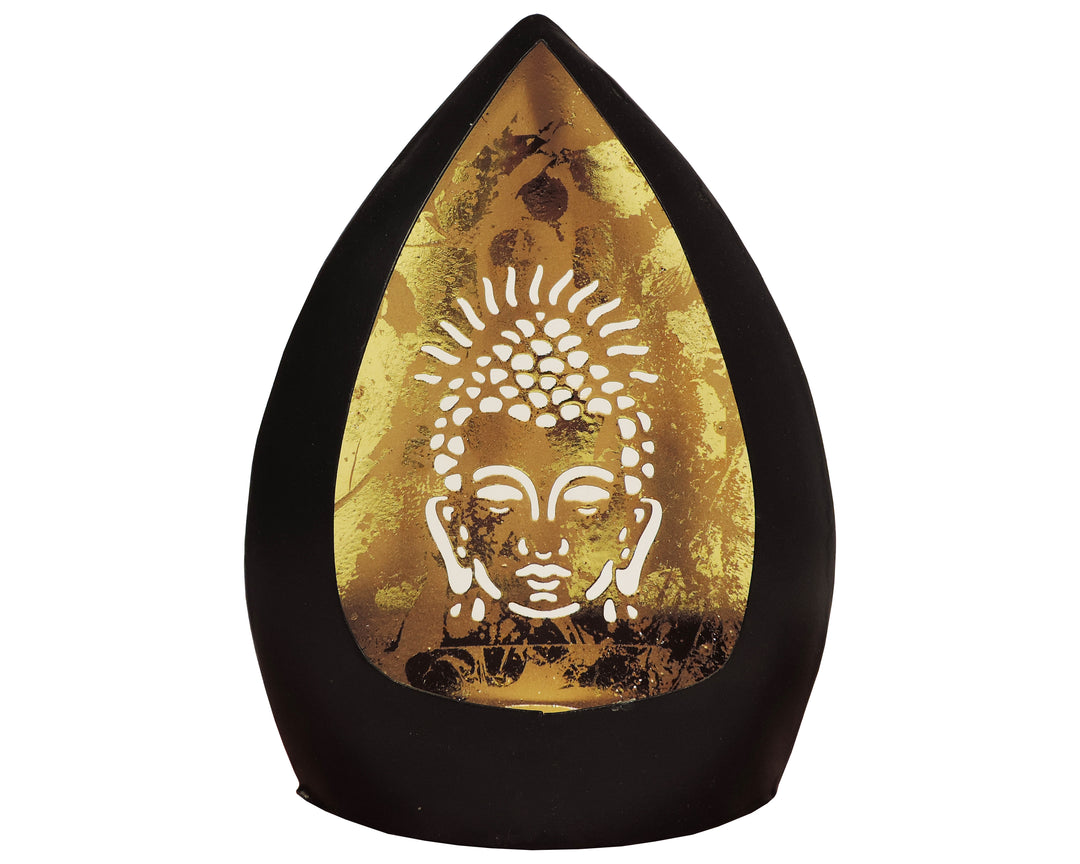 Chiragh Collection - Buddha Set of 2 Votives with tea light - Black & Gold