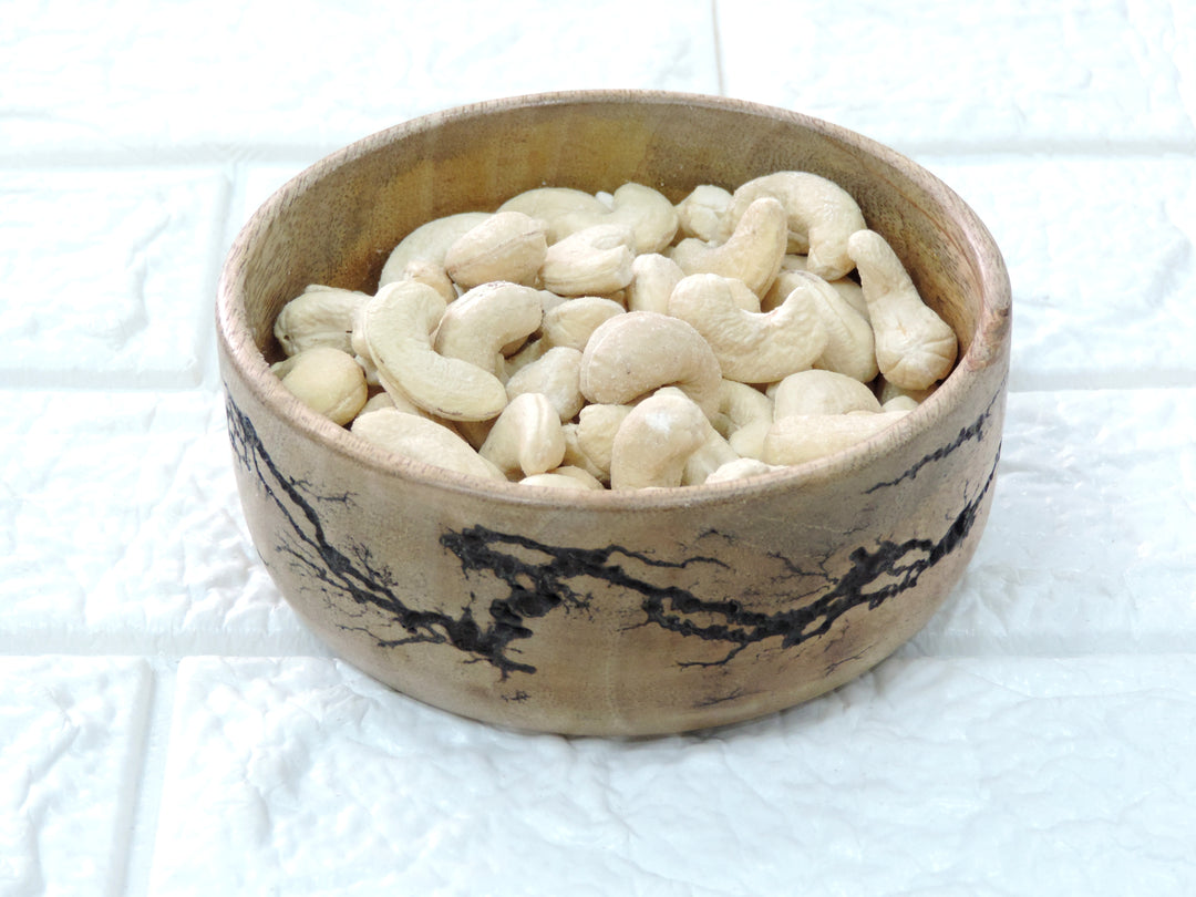 Wooden Natural Crackle Serving Bowls Set of 2 5"x2"/6"x2"