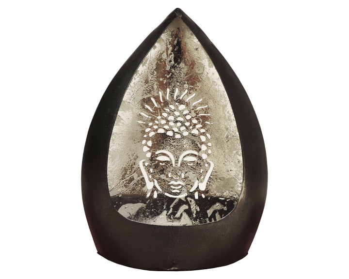 Chiragh Collection - Buddha Set of 2 Votives with tea light - Black & Silver