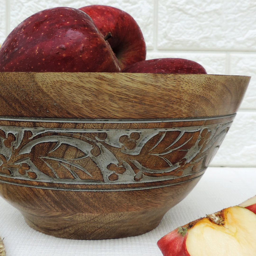 Rustic Salad Bowl Leaf with Grey wash- 10"x5" Inch