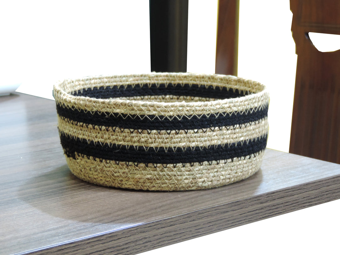 Jute with Seagrass Utility Basket - Black & Natural - Set of 3