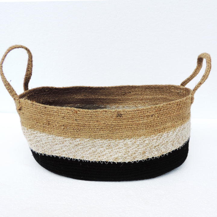 Jute Storage Basket - Black & Natural