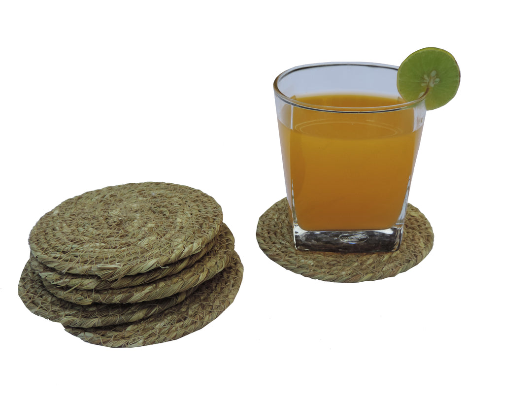 Jute Coaster with Holder set of 6 - 4"