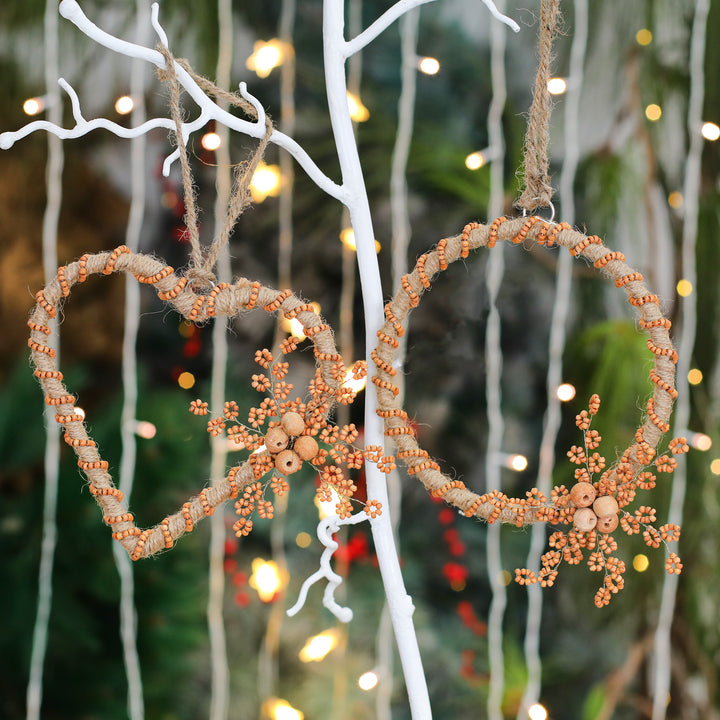 Back To Nature Wreath & Heart Hanging/ Natural/ 8"x8" / Set of 2