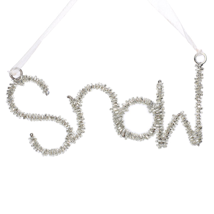 Beaded Holiday Love & Snow Hangings / Silver/ 7.5"x5.25x3" / Set of 2 - trunkin.in