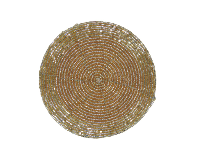 Gold Beaded Coaster set of 6 - 4"