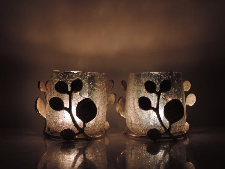 Ainaa Collection - Set of 2 Glass Votive - Silver