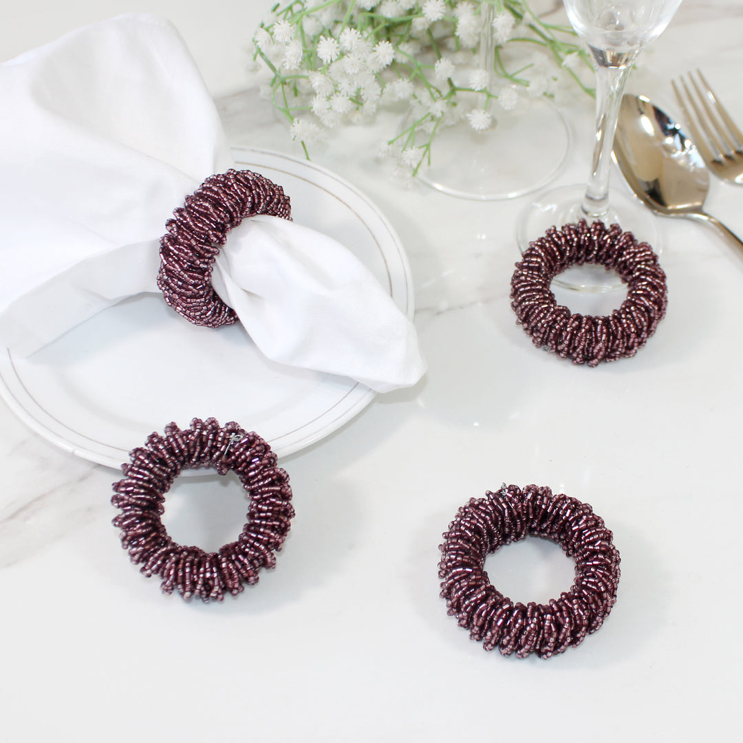 Beaded Napkin Ring Set of 4