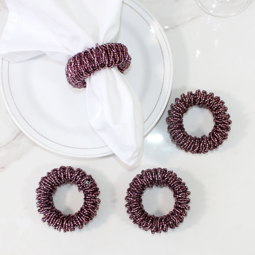 Beaded Napkin Ring Set of 4