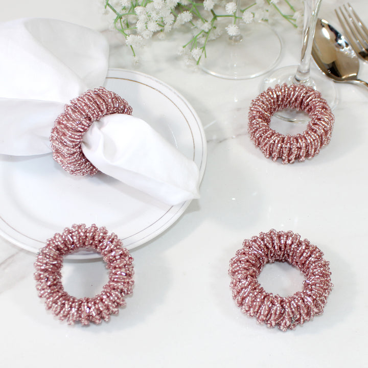 Beaded Napkin Ring Set of 4