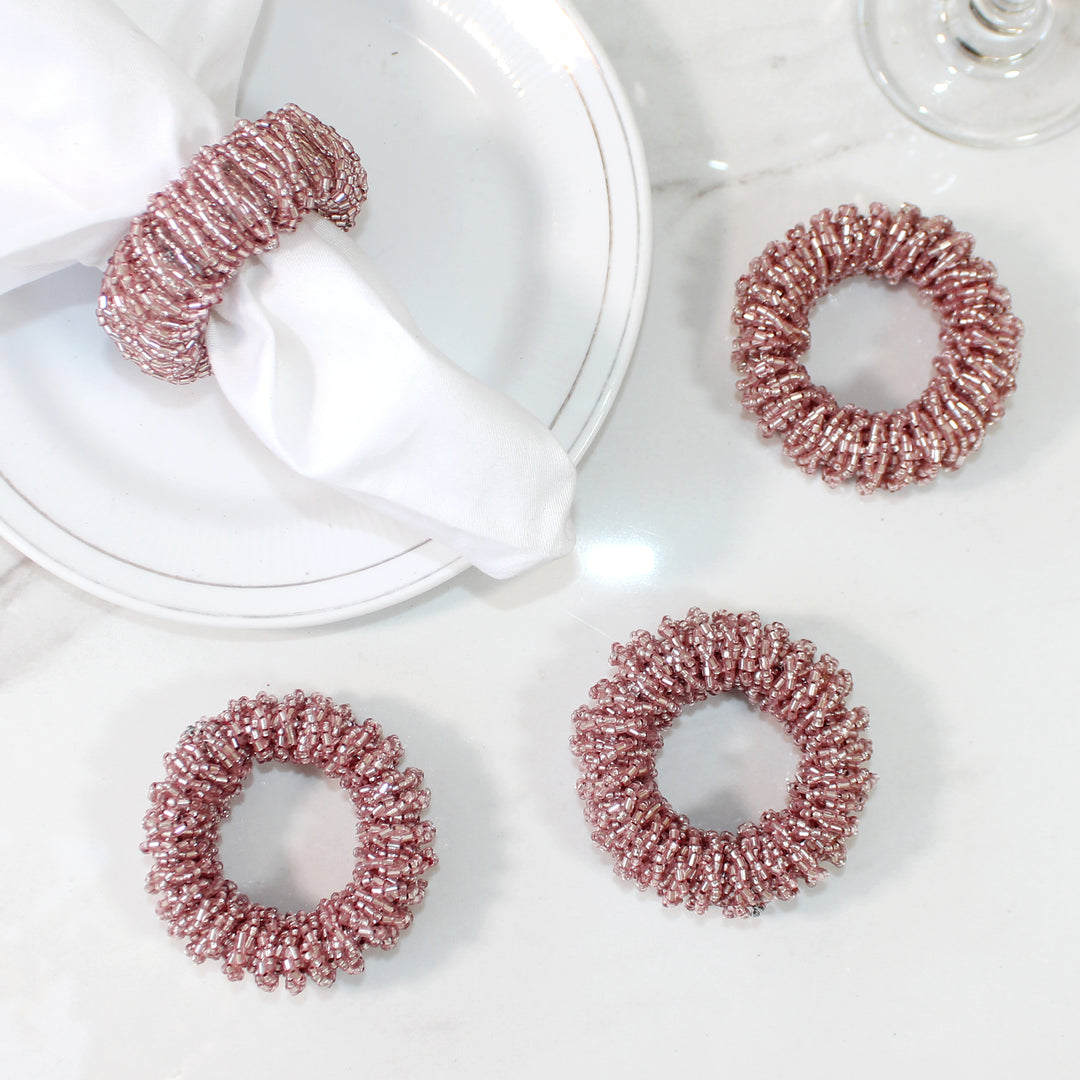 Beaded Napkin Ring Set of 4