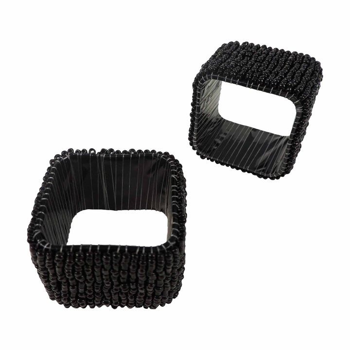 Classic Square Napkin Rings / Set of 4 / Black