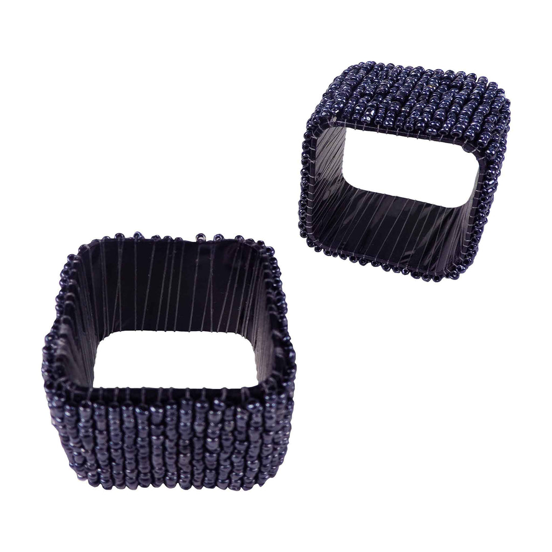 Classic Square Napkin Rings / Set of 4 / luster